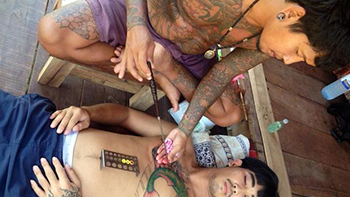 Traditional bamboo tattoo